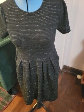 Draper James RSVP Black Short Sleeve Shine Dress Size Medium